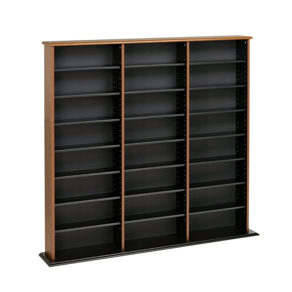 Prepac Triple Width Multimedia Wall Storage, Cherry and Black