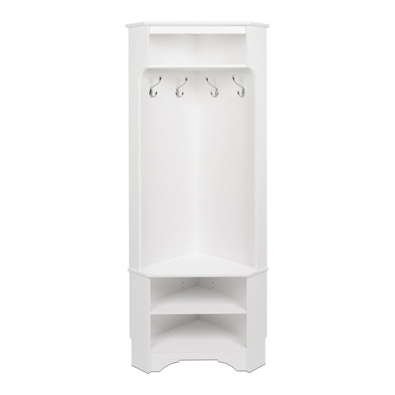 Prepac WSCC-0606-1 Corner Hall Tree with Storage, White