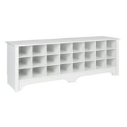 Prepac White Hall Bench with Storage and Seating 24-Shoe Cubby Bench, Ideal White Shoe Rack for Entryway, Sized 15.5" D x 60" W x 20.25" H