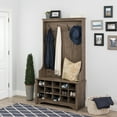 thumbnail image 1 of Prepac Wide Hall Tree and Bench with Shoe Storage, Drifted Gray, 1 of 11