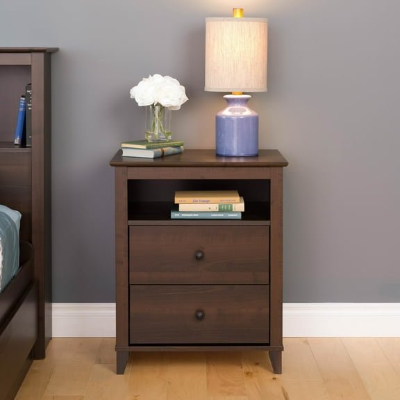 Prepac Yaletown 2-Drawer Tall Nightstand, Espresso