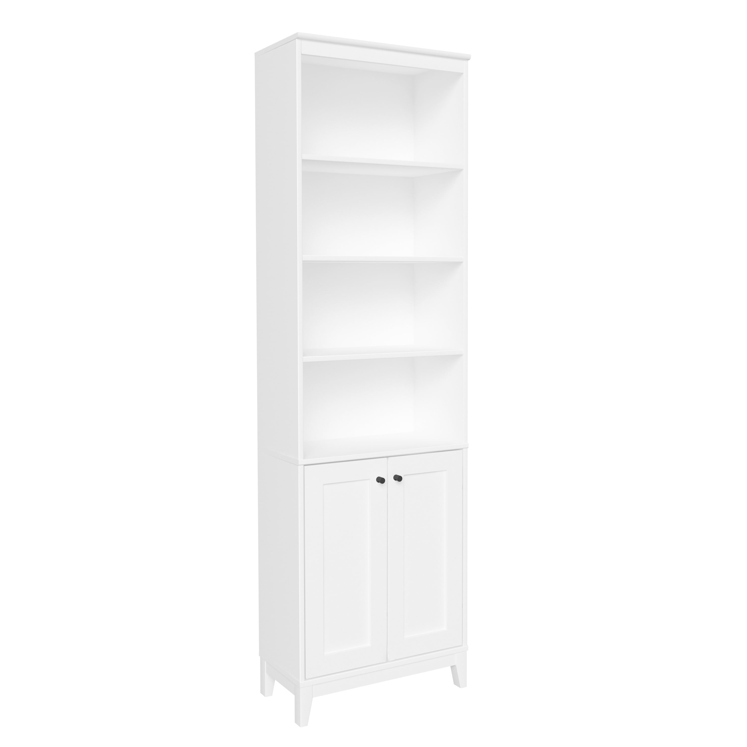 Prepac Yaletown Bookcase with Doors, White Storage Cabinet with Doors ...