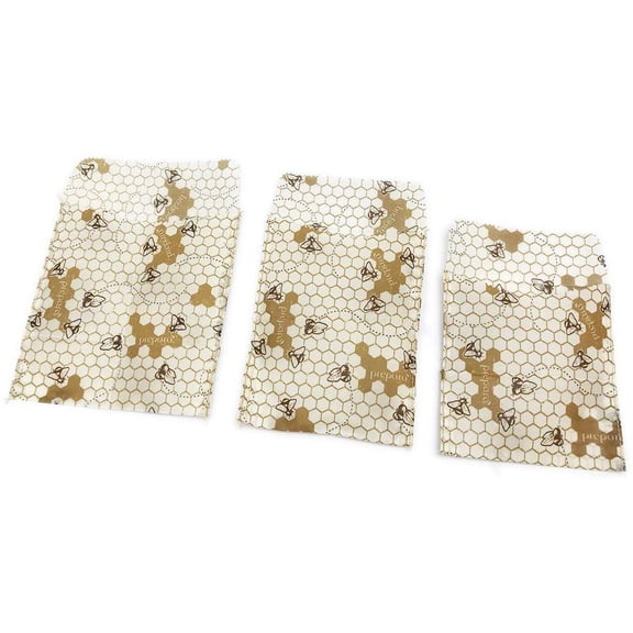 Prepara 3-Piece Natural Beewax Food Wrap & Snack Bag | Honeycomb
