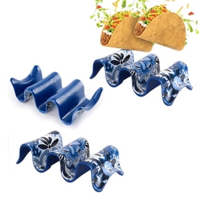 Prepara Taco Stand, 3-Pack, Hard/Soft Shell Holder for Upright Serving - Serves 2-3, Durable Melamine Food Organizer, Casual Serveware for Mess-Free Taco Nights & Restaurant Use (Blue)
