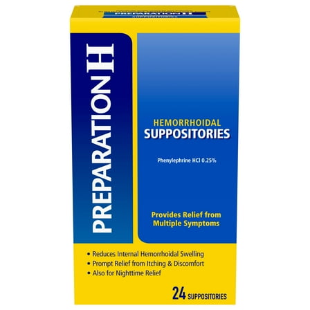 Preparation H Hemorrhoid Suppositories for Itching and Discomfort Relief - 24 Count