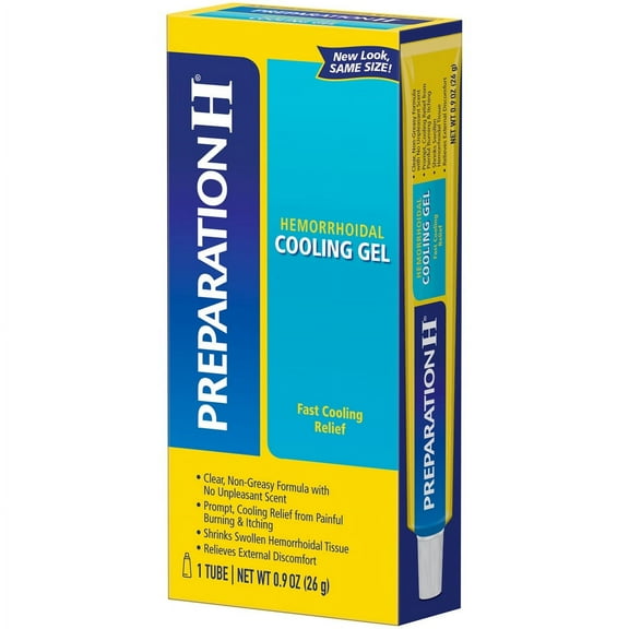 Preparation H Hemorrhoid Symptom Treatment Cooling Gel (0.9 Ounce), Fast Discomfort Relief with Vitamin E and Aloe, Tube