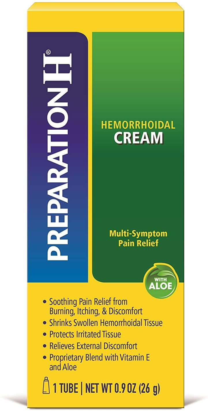 Preparation H Hemorrhoidal Cream, Multi-Symptom Relief with Aloe, Maximum Strength Pain Relief, 0.9 oz Tube