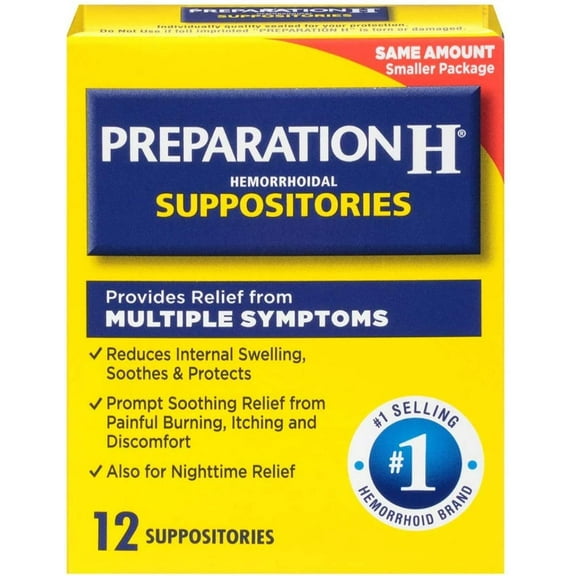 Preparation H Hemorrhoidal Suppositories - 12 ct, Pack of 3