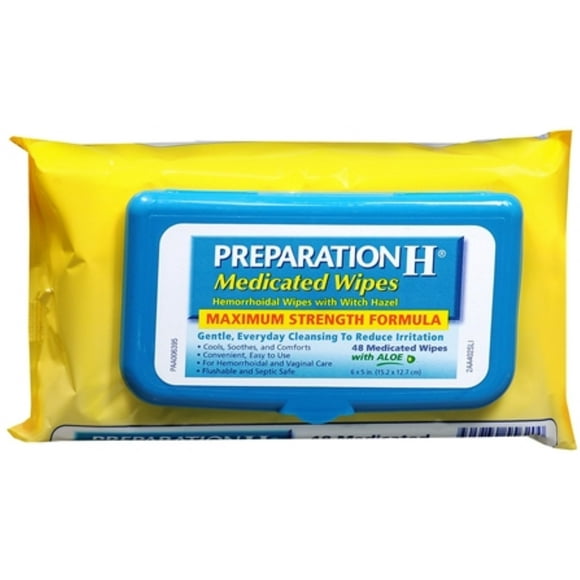 Preparation H Medicated Wipes 48 Each (Pack of 3)