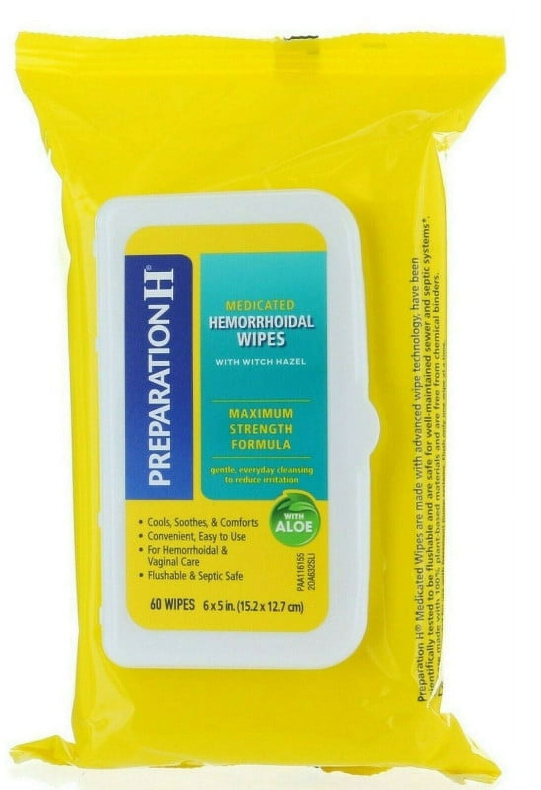 Preparation H Medicated Wipes Refill with Aloe 60 Wipes 3 Pack