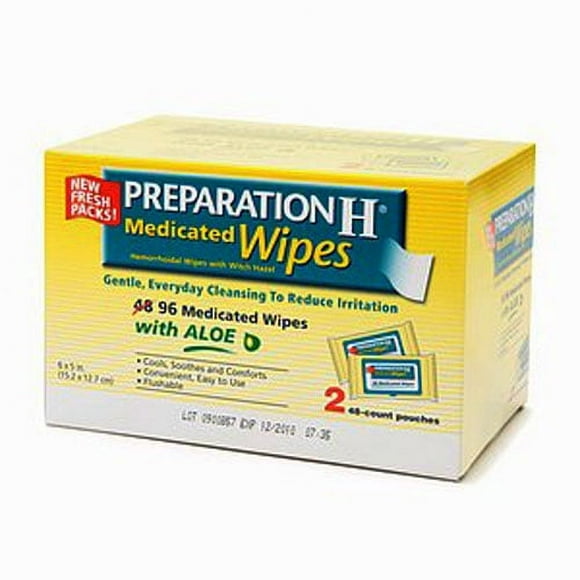 Preparation H Medicated Wipes With Aloe, 96 Ea