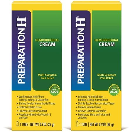 Preparation H Multi Symptoms Relief with Aloe, Hemorrhoidal Cream Tube, 0.9 oz, 2 Pack