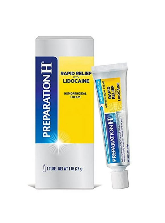 Preparation H Rapid Relief Hemorrhoid Cream with Lidocaine, Numbing Relief for Swelling, Pain, Burning and Itching - 1 Oz Tube