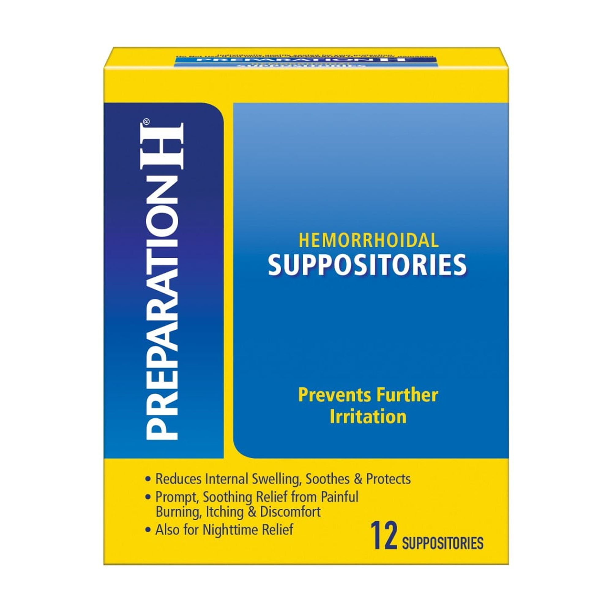 Preparation H Suppositories for Hemorrhoid Relief, Burning and Itching, 12 Count