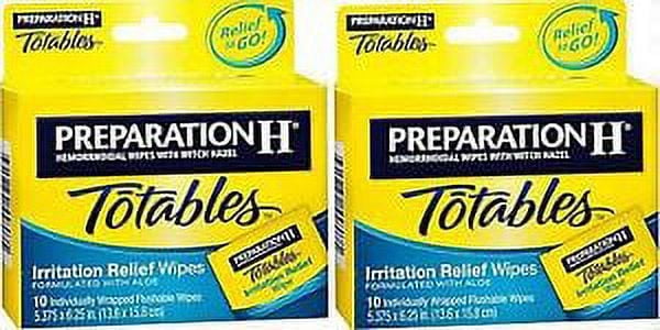 Preparation H Totables Hemorrhoid Cloths w/ 50% WITCH HAZEL 10 ea ( 2 Pack )