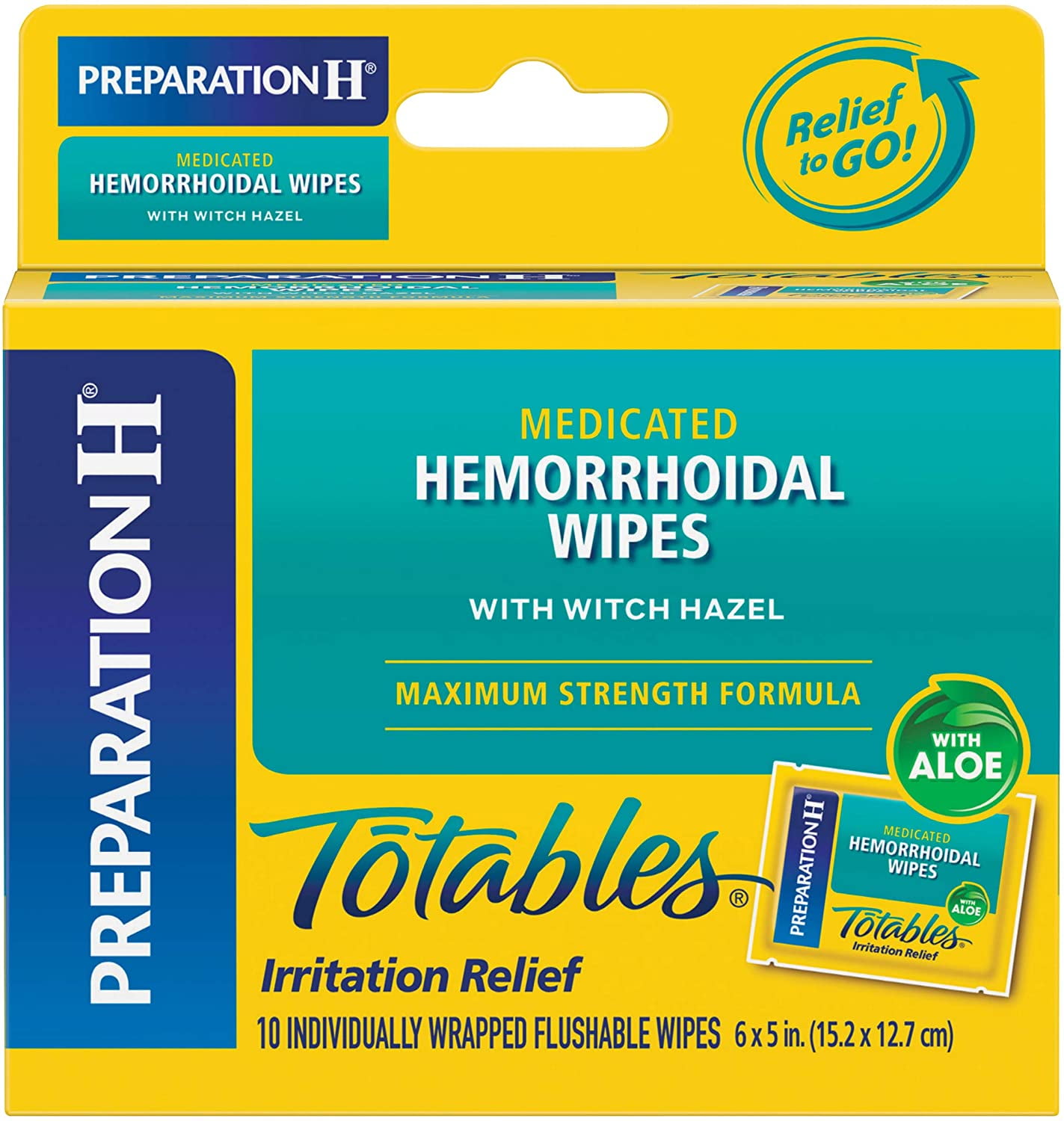 Preparation H Totables Hemorrhoid Flushable Wipes with Witch Hazel for