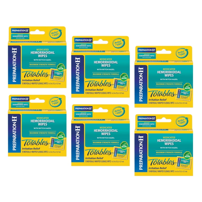 Preparation H, Hemorrhoidal Wipes, 10 ct, Pack of 6 - Walmart.com