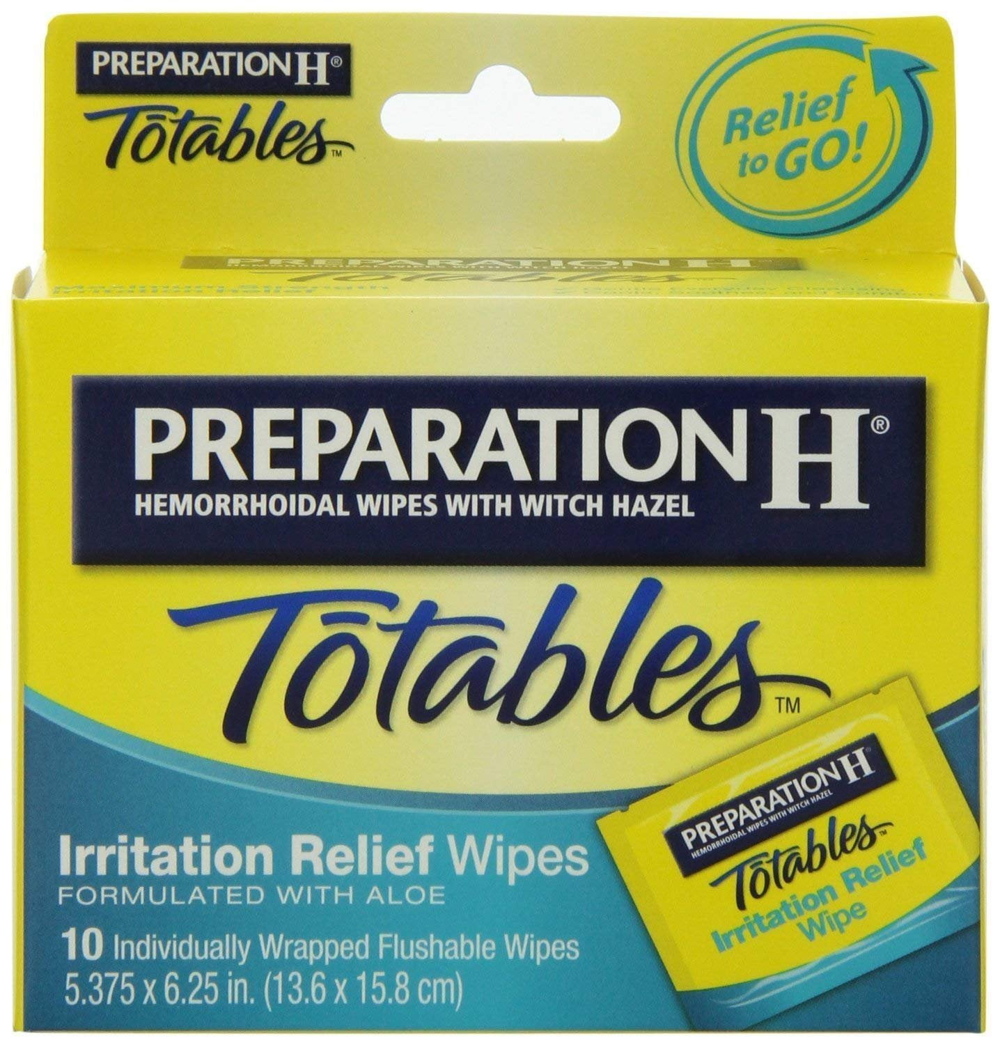 Preparation H Wipes, Totables, 10 Count Pack of 12