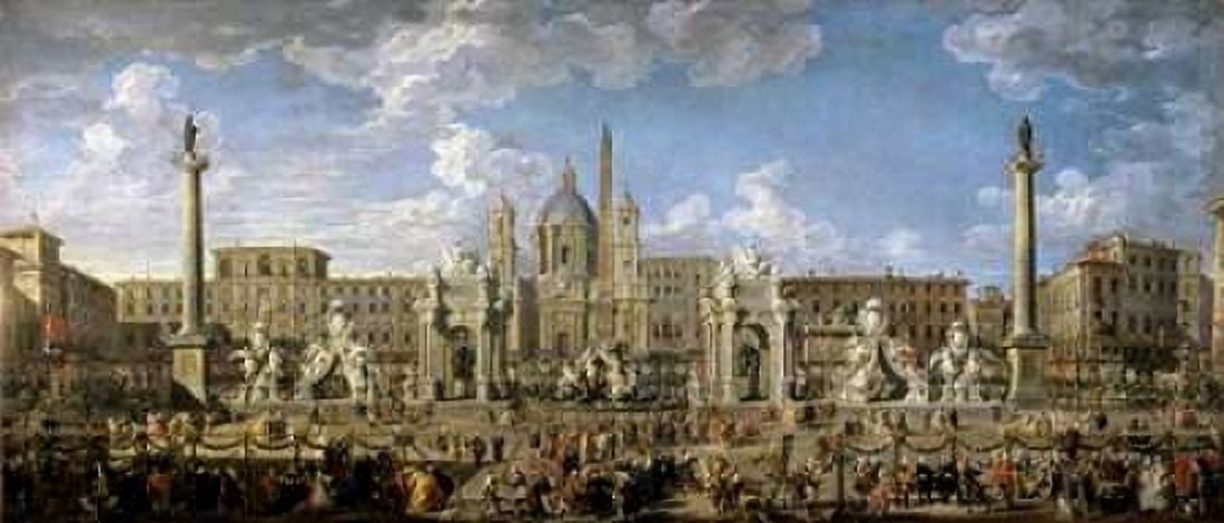 Preparation of The Fireworks - Rome Canvas Art - Giovanni Paolo Panini (10 x 20)