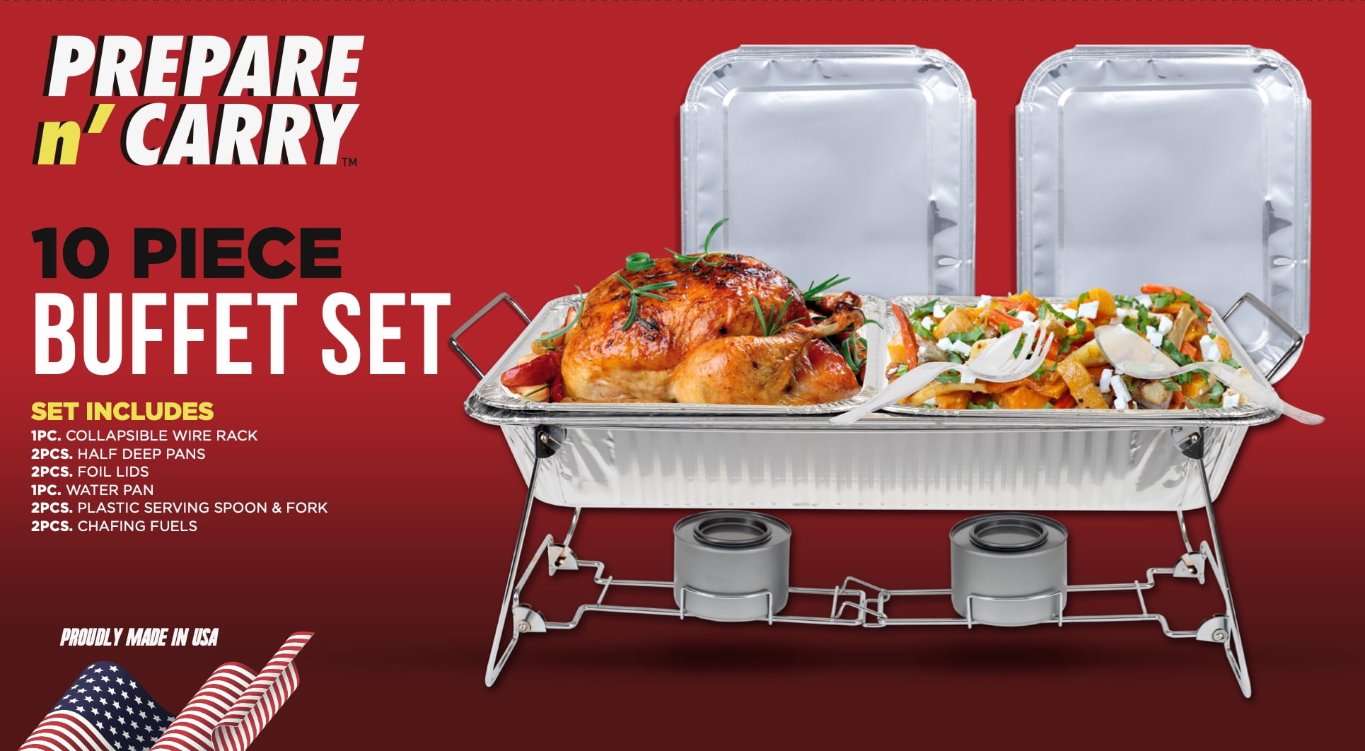Prepare N' Carry Aluminum Buffet Set, 10 Piece