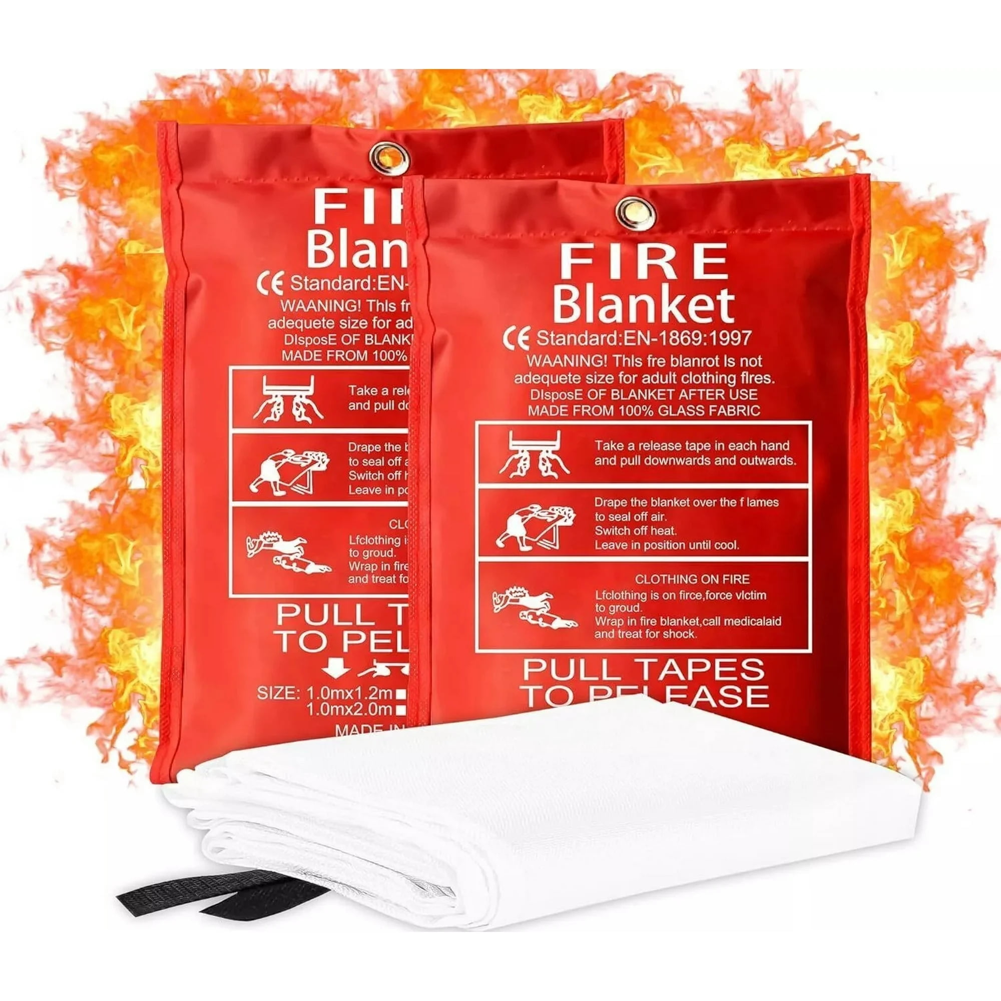 2 Pack Fire Suppression Blanket Rescue Fire Blanket 2-Pack - 40x40 Inch Fiberglass Emergency Blankets For Kitchen & Home Safety Fiberglass Flame Retardant Blanket - View #4