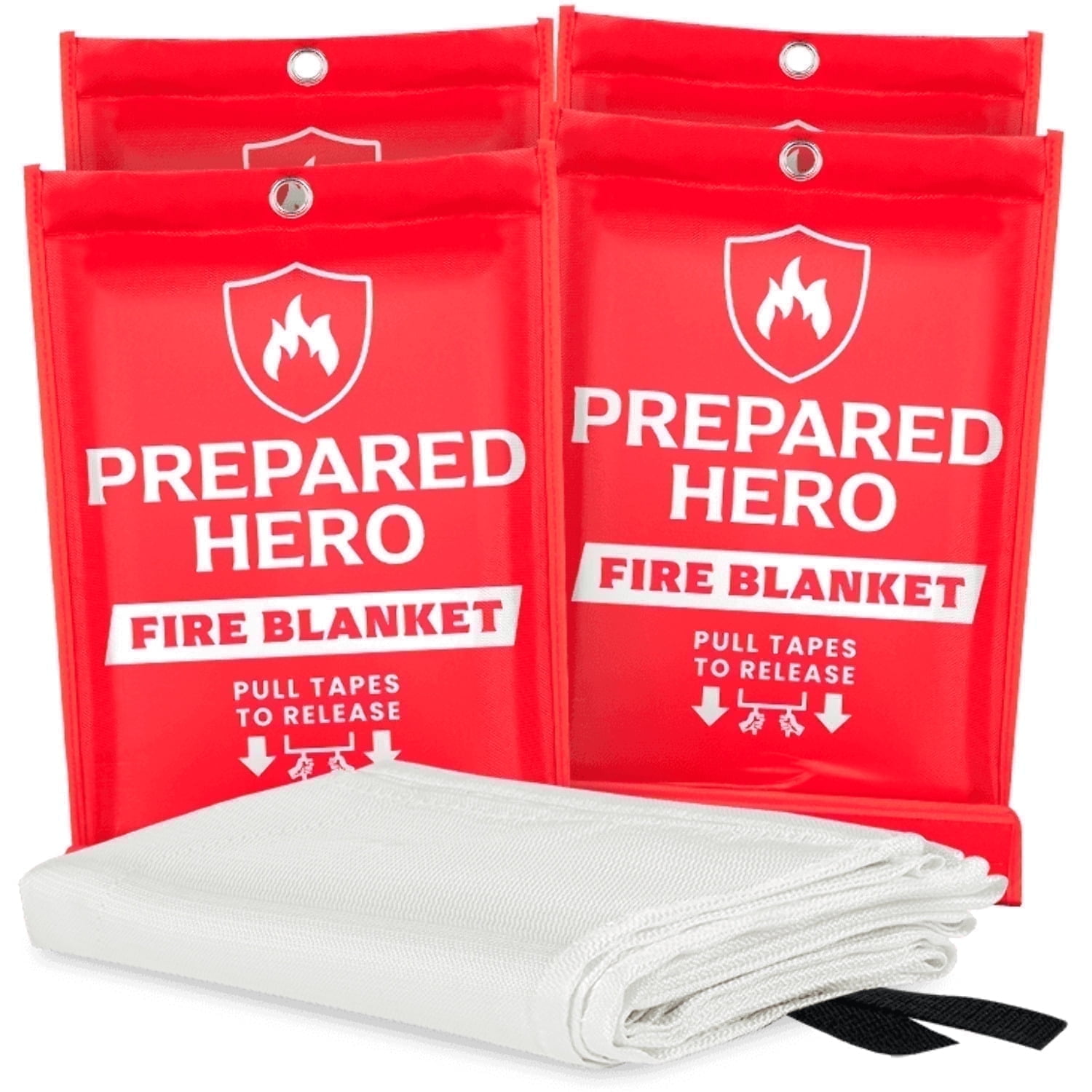 Prepared Hero Emergency Fire Blanket - 4 Pack - Fiberglass Fire Blanket for Home & Kitchen, 40”x40”