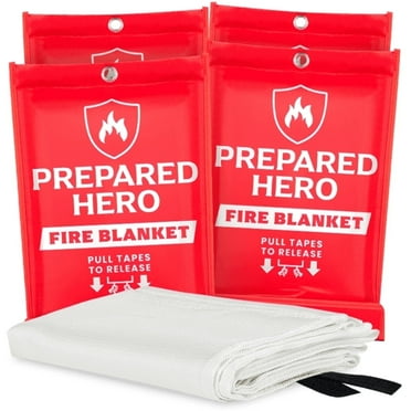Prepared Hero Emergency Fire Blanket - 4 Pack - Fiberglass Fire Blanket for Home & Kitchen, 40”x40”