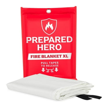 Prepared Hero Extra Large Emergency Fire Blanket - 1 Pack - Extra Large Fire Suppression Blanket for Kitchen, 47” x 71” XL Fire Blanket for Home, Fiberglass Fire Blanket, XL