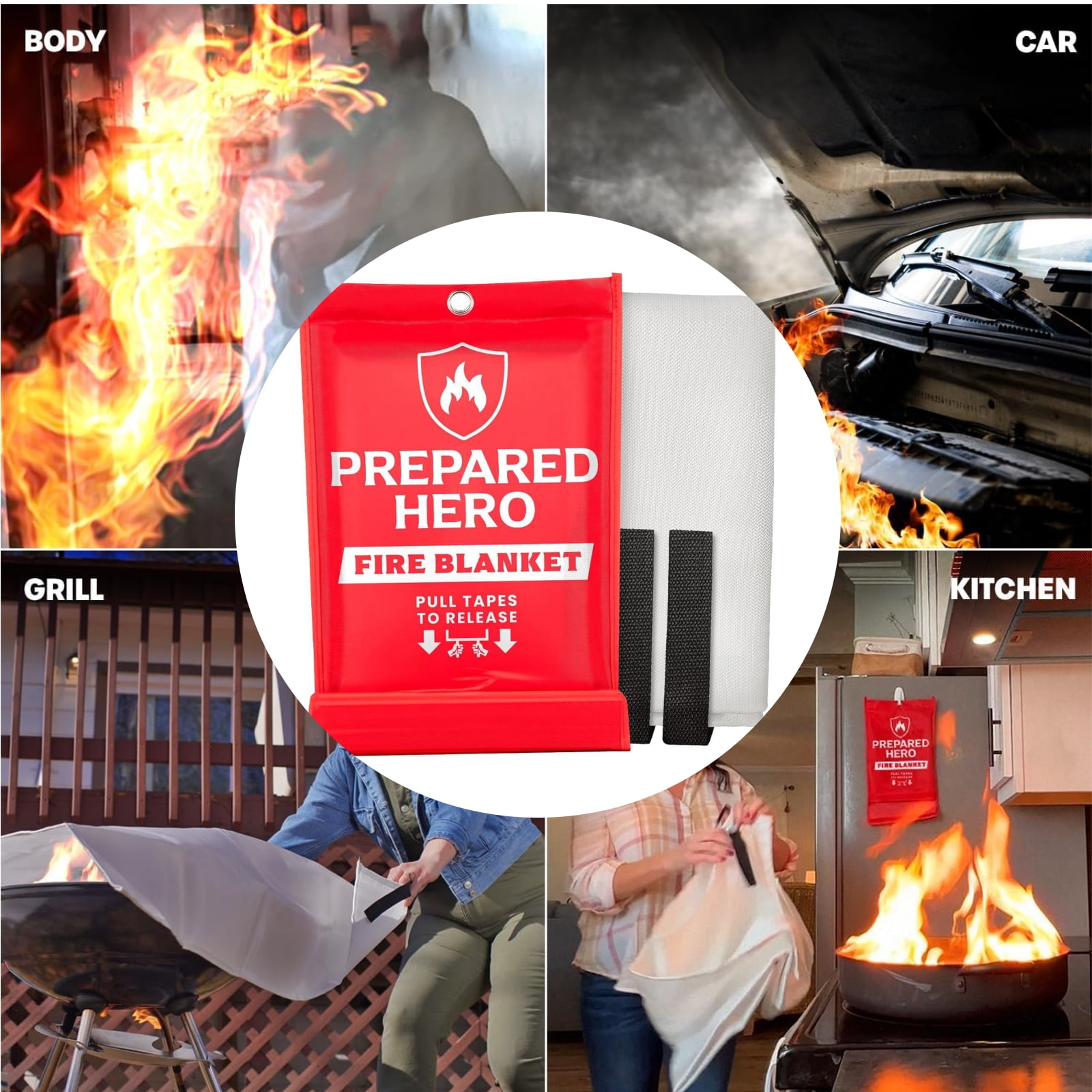 Where Can I Buy Prepared Hero Fire Blanket Prepared Hero Fire Blanket 8 Pack , 40" x 40" Fiberglass Fire Blanket