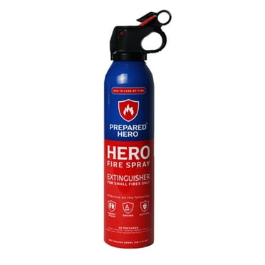 Prepared Hero Fire Spray - Mini Fire Extinguishers for House, Car, Garage - Kitchen Small Fire Extinguisher for Home, Made in USA, 100% Organic - Compact, Portable & Easy to Use, Non-Toxic - 1 Pack