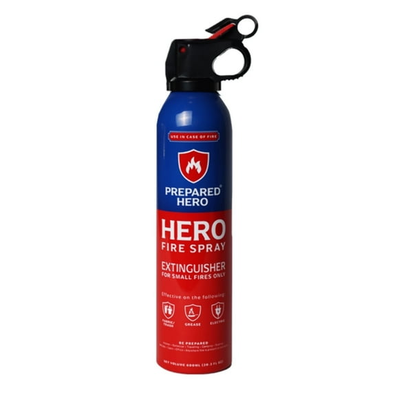 Prepared Hero Fire Spray - Mini Fire Extinguishers for House, Car, Garage - Kitchen Small Fire Extinguisher for Home, Made in USA, 100% Organic - Compact, Portable & Easy to Use, Non-Toxic - 1 Pack