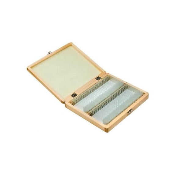 Prepared Microscope Slides - 100 Pieces - Wooden Case - Biological Specimens