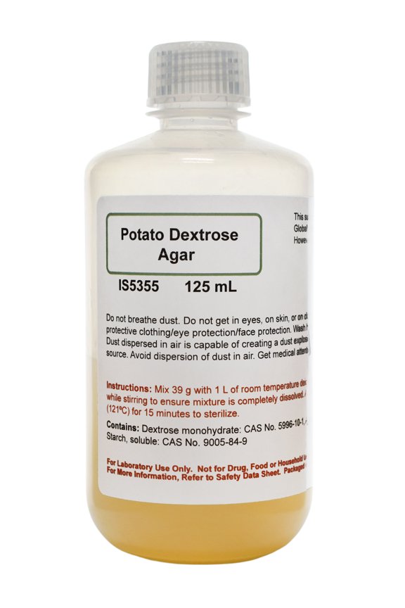 Prepared Potato Dextrose Agar (PDA), 125mL - Melt & Pour - Fungi Culture Medium, Growth Medium - Innovating Science