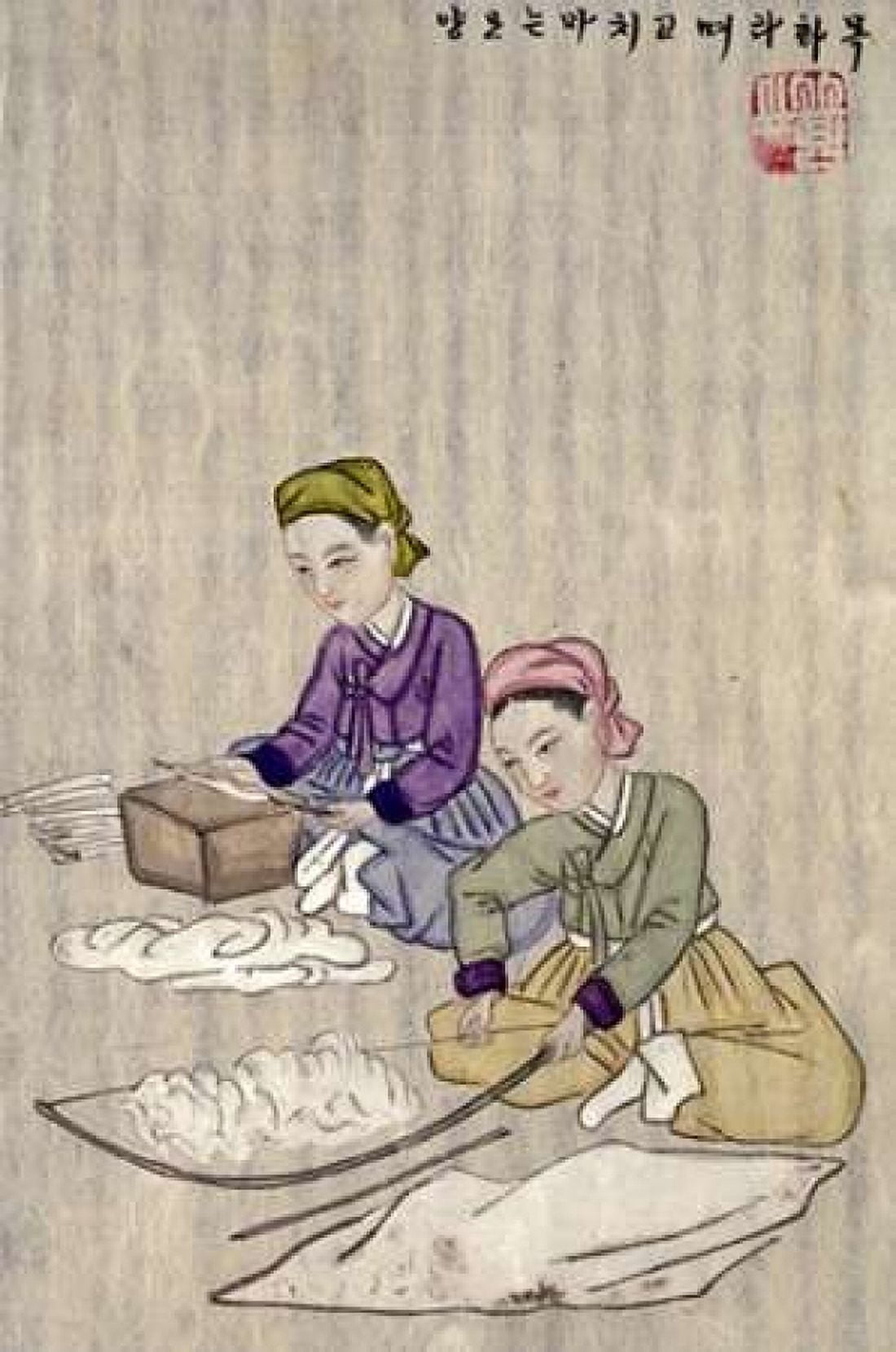 Preparing Cotton For Weaving Canvas Art - Kim Junkeun (24 x 36)