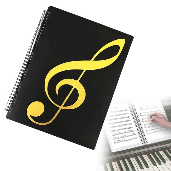 Preplabs A4 Sheet Music Folder 60 Pages Black, Writable Detachable Choir Folder, Letter Size, Detachable Choir Binder with 180° Flat Lay for Piano Stands and Rehearsals