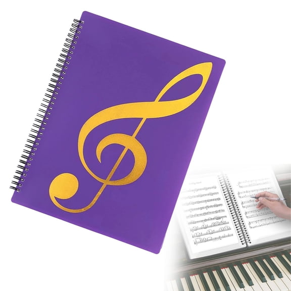 Preplabs A4 Sheet Music Folder 60 Pages Purple, Writable Detachable Choir Folder, Letter Size, Detachable Choir Binder with 180° Flat Lay for Piano Stands and Rehearsals