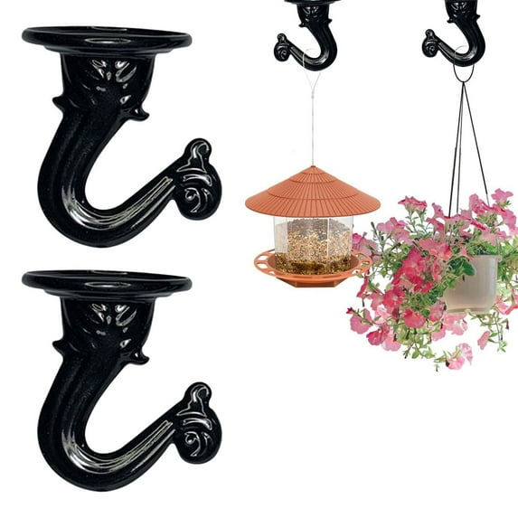 Preplabs Ceiling Hooks for Hanging Plants, Heavy Duty Wall Mount Garden Hanger, 2-Piece Flower Pot Wind Chime Hook for Hanging Plants Bird Feeders Wall Mount Hooks AS-C-001 One
