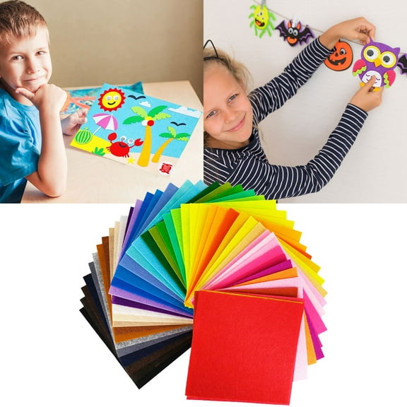 Preplabs DIY Color Nonwoven Fabric, 40-Sheet Kindergarten Craft Material, 1-Pack Needled Industrial Cloth for Art for DIY Color Handmade Nonwoven Fabric 40 Color Nonwoven Kindergarten Decoration