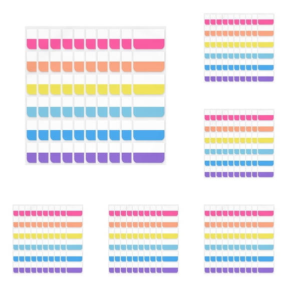 Preplabs Fluorescent Sticky Index Tabs Value Pack, 5 Packs of 10 Writable Book Tabs & Sticky Notes for Planners, Textbooks & Notebooks, Thin Transparent Page Markers, Large 1.77"x1.1"