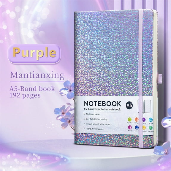 Preplabs Glitter Journal Notebook, 8.3x5.7â 160 Lined Pages Hardcover A5 Never-Peel Cover for Women