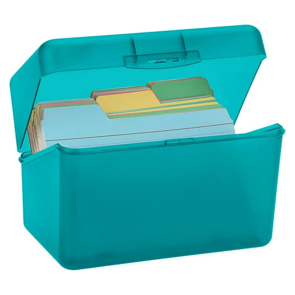 Preplabs Index Card Box Plastic Storage Organizer for Recipe Photos Business Cards