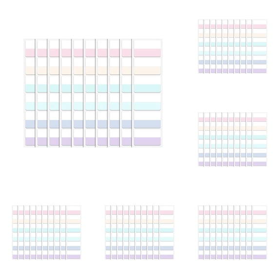 Preplabs Light Sticky Index Tabs Value Pack, 5 Packs of 10 Writable Book Tabs & Sticky Notes for Planners, Textbooks & Notebooks, Thin Transparent Page Markers, Large 1.77"x1.1"