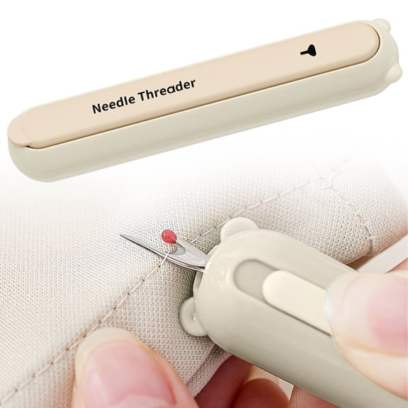 Preplabs Multifunctional Needle Threader Household Suture Remover Beige 10.5*2, Automatic Threading, Stainless Steel, Compact for Sewing Kit, Perfect Gift for Craft Lovers