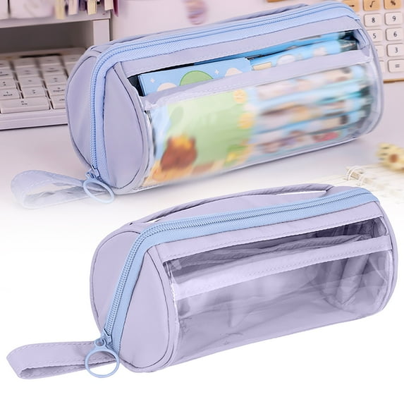 Preplabs Pen Bag Multi-Layer Pencil Pouch - Transparent Visual Cloth Organizer for Office Supplies, Multi-Purpose Stationery Case