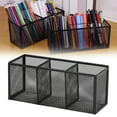 thumbnail image 1 of Preplabs Pen Holder for Desk 3-Section Pencil Holder - Black Metal Mesh Stationery Storage Stand for Brushes/Classroom Teacher Supplies, 1 of 10