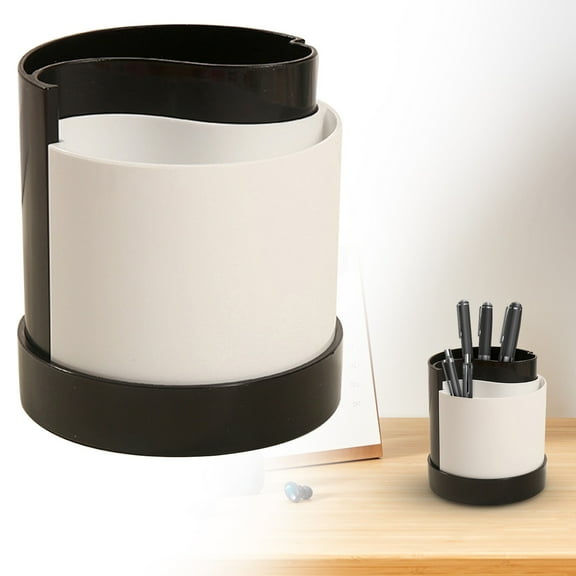 Preplabs Pen Holder for Desk Sectional Pencil Holder - Black Plastic Desktop Stationery Organizer with Creative Compartments