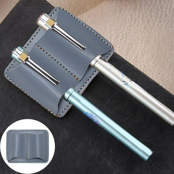 Preplabs Pen Loop Holder for Notebook Leather Pen Loop Holder Adhesive - Double Clip Pencil Organizer for Journal, Diary, Books & Planners