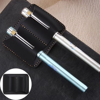 MECCANIXITY Stainless Steel Clip With PU Leather Pen Loop - Gold/Brown, 50mm, Pack Of 2, For Notebooks, Journals, Planners