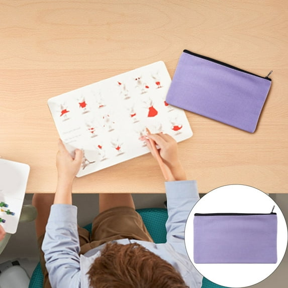 Preplabs Pocket Zipper Pouch Canvas Pencil Case - Travel Cosmetic & Makeup Bag Organizer