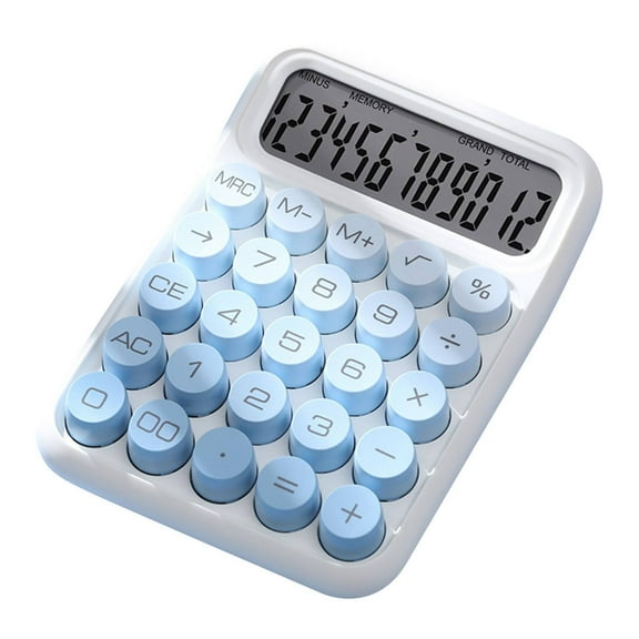 Preplabs Standard Desktop Calculator 12-Digit Display, Mechanical-Key Tactile Business Tool with Auto Power-Off, Large LCD for Home/Office Accounting